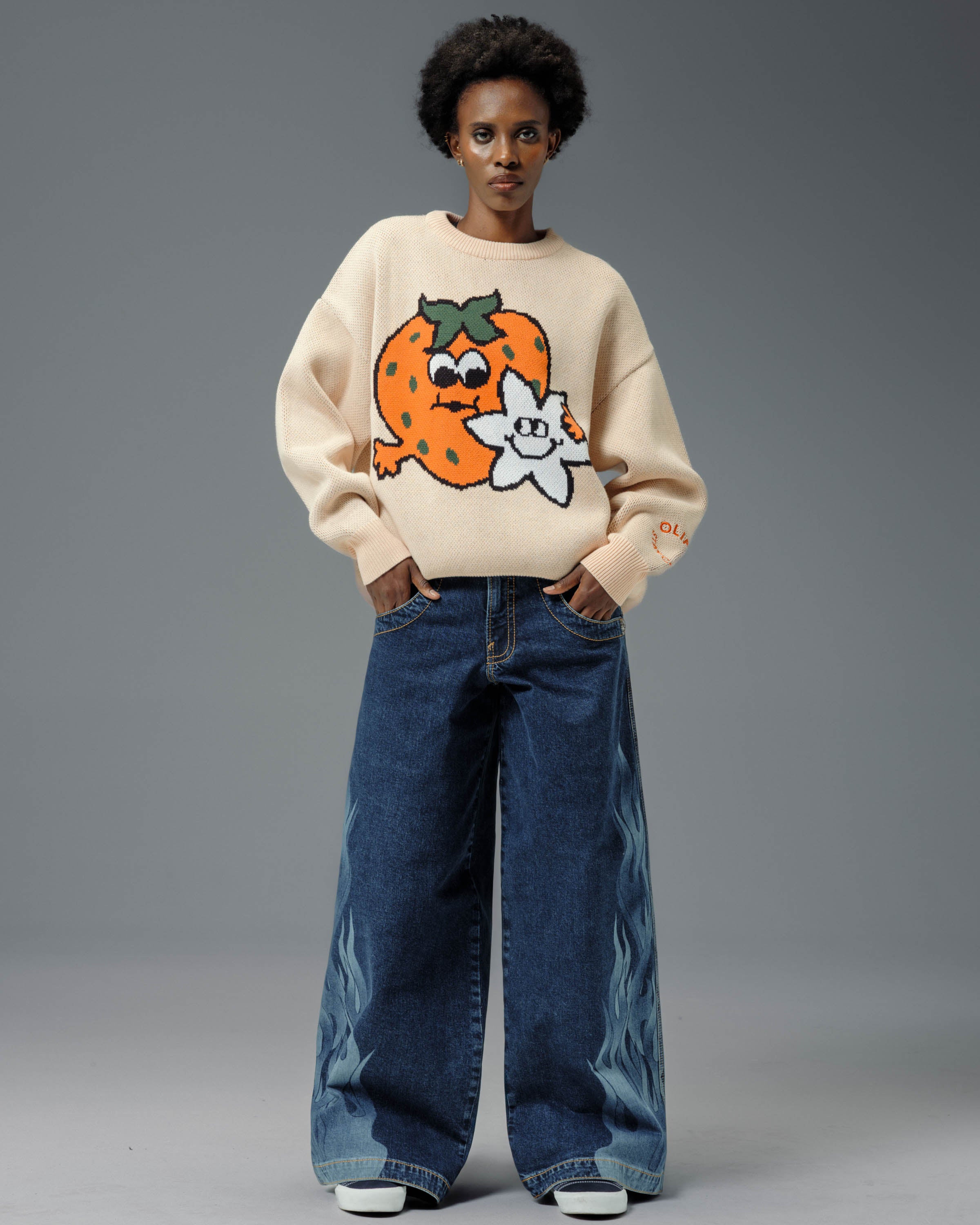 Hellfire Jeans. 26" Wide Leg. Dark Stone.