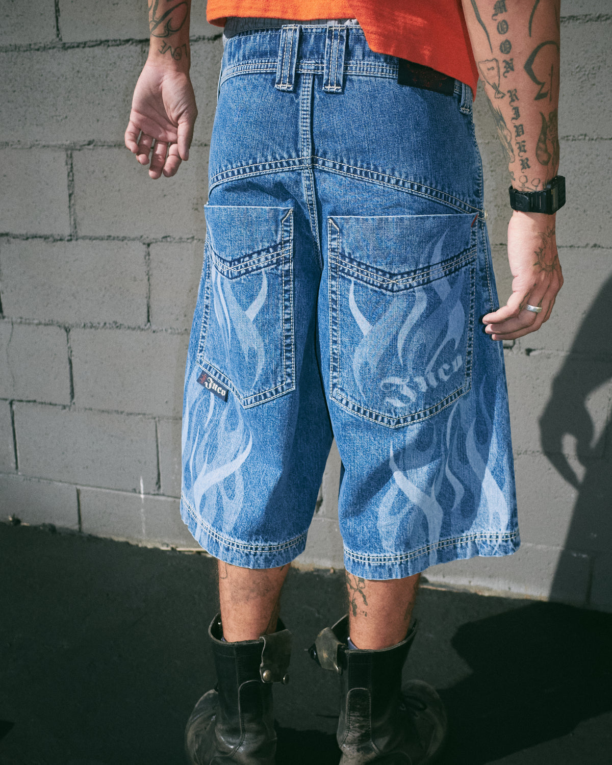 Rising Flames Shorts. 15" Inseam. Dark Stone.