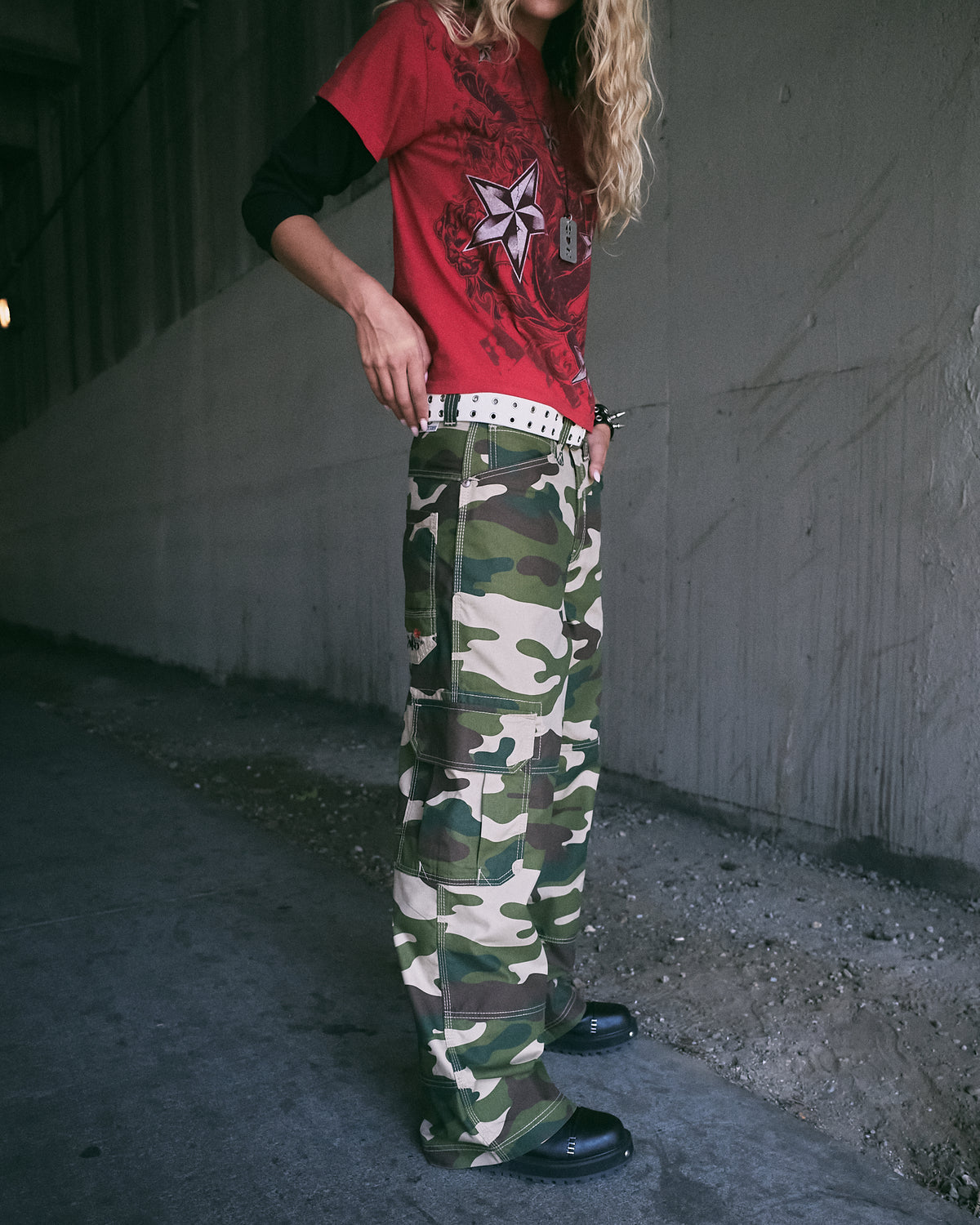 W Indicator Cargo Pants. 22". Swamp Camo.
