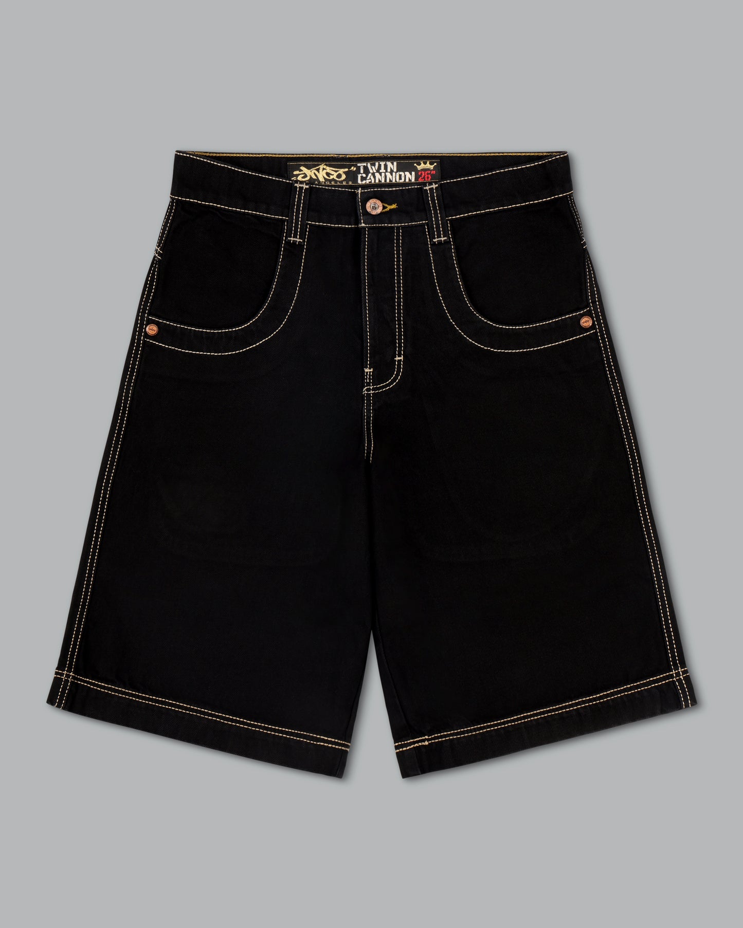 101 Twin Cannon Shorts. 14". Black/Gold J.