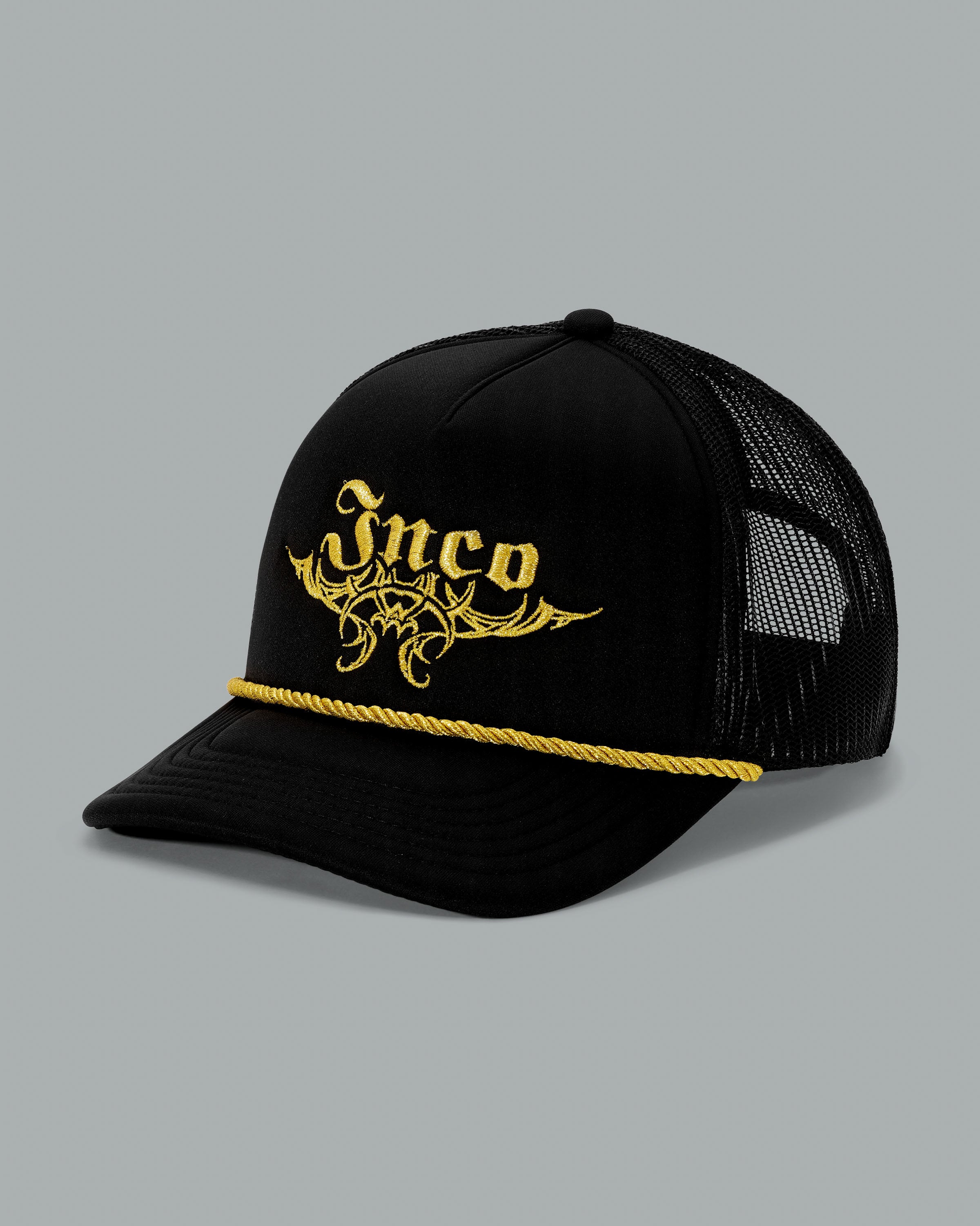 Tribal Trucker Hat. Black/ Gold.