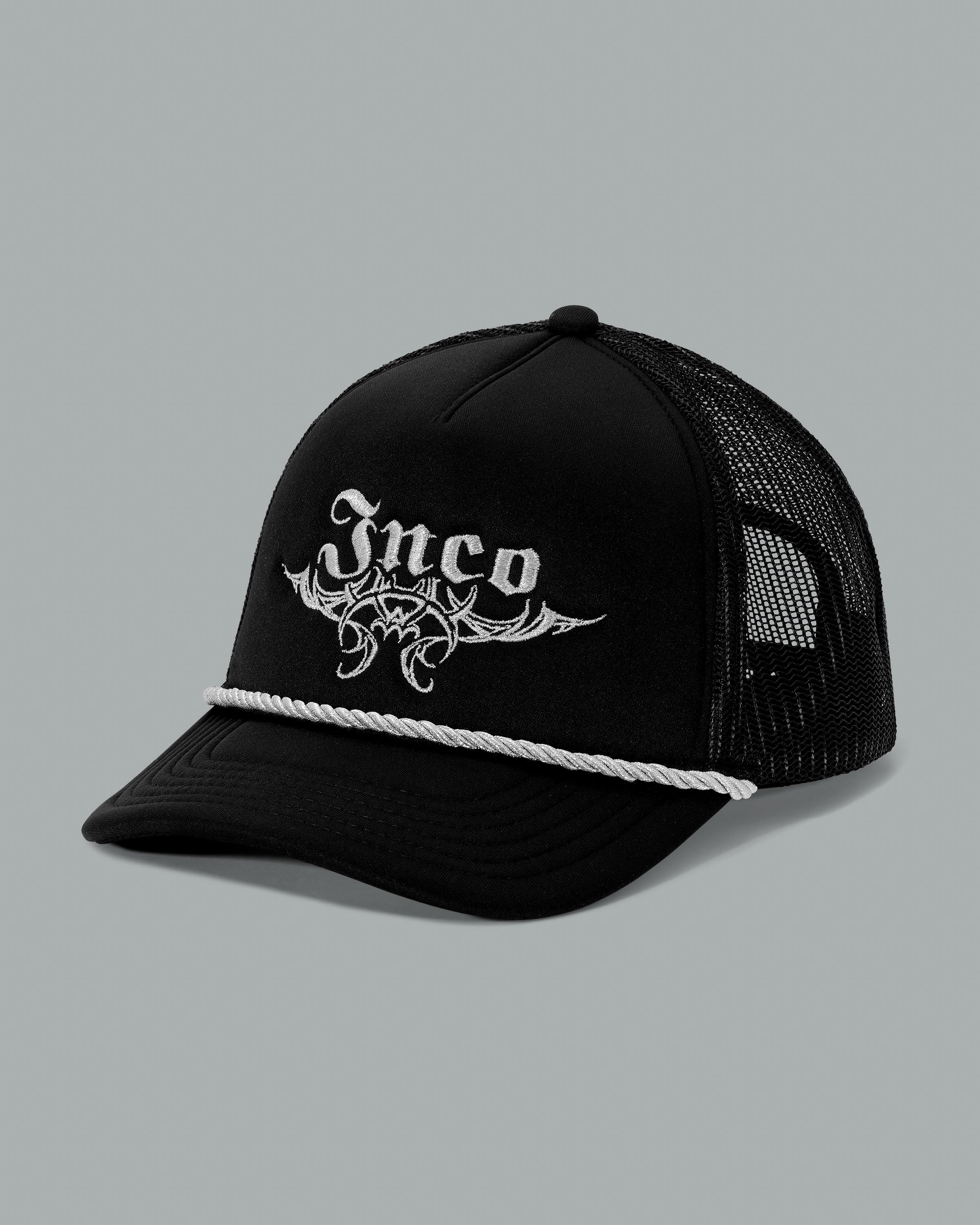 Tribal Trucker Hat. Black/ Silver.