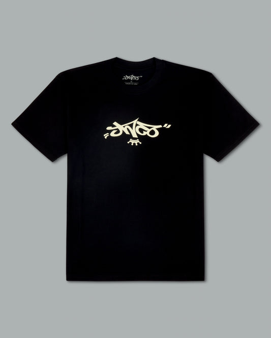 Reversed Crown Tee. Black/ Natural.