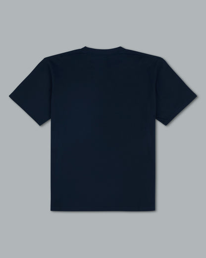 Reversed Crown Tee. Navy/ Tamarind.