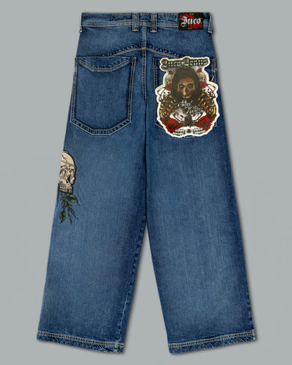 W Skull & Roses. 24". Hand-Sand Dark Stone.