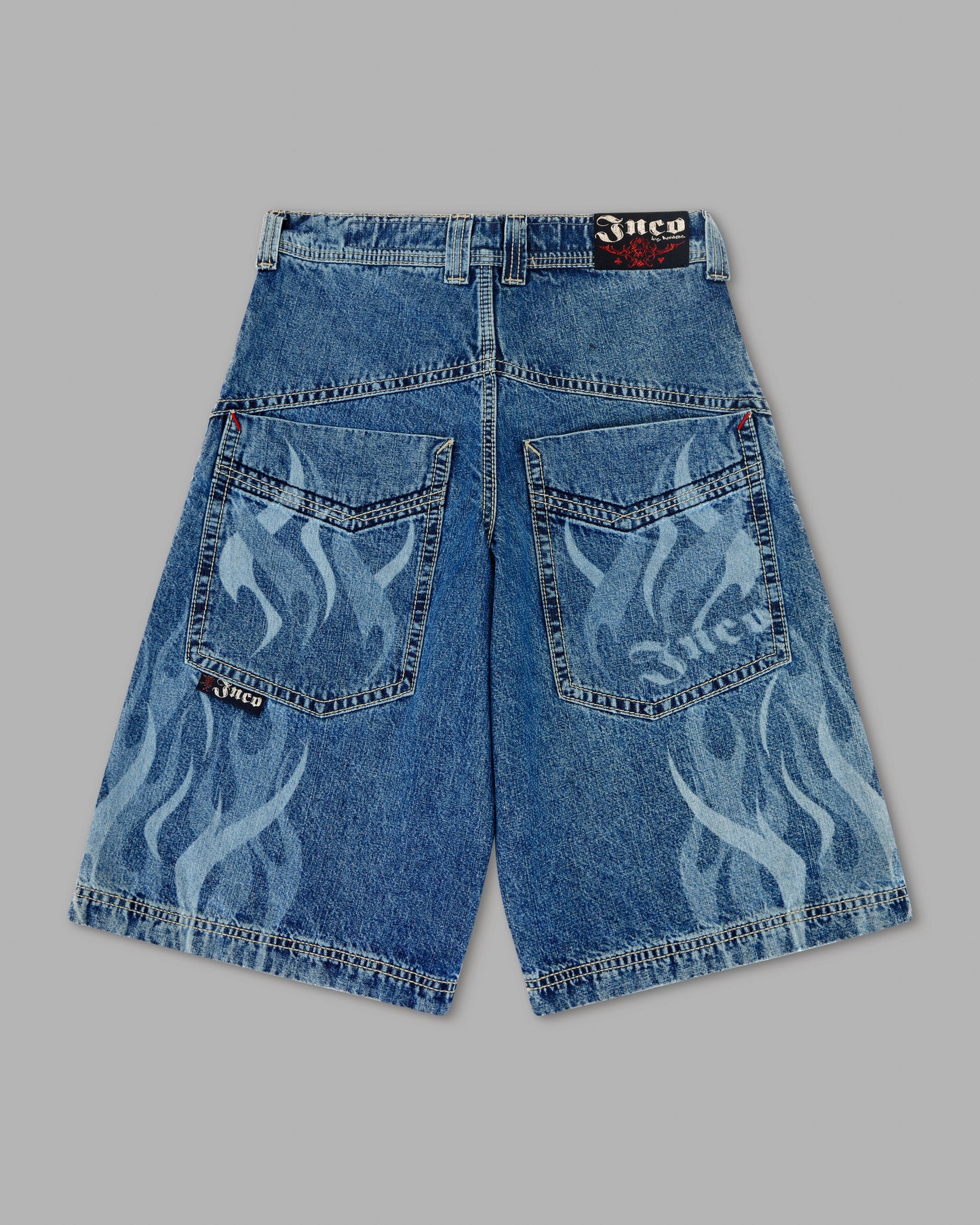 W Rising Flames Shorts. 15" Inseam. Dark Stone.