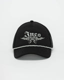 Tribal Trucker Hat. Black/ Silver.