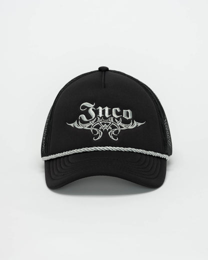 Tribal Trucker Hat. Black/ Silver.