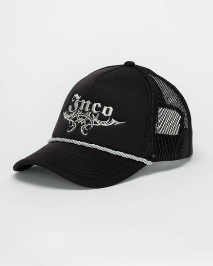 Tribal Trucker Hat. Black/ Silver.