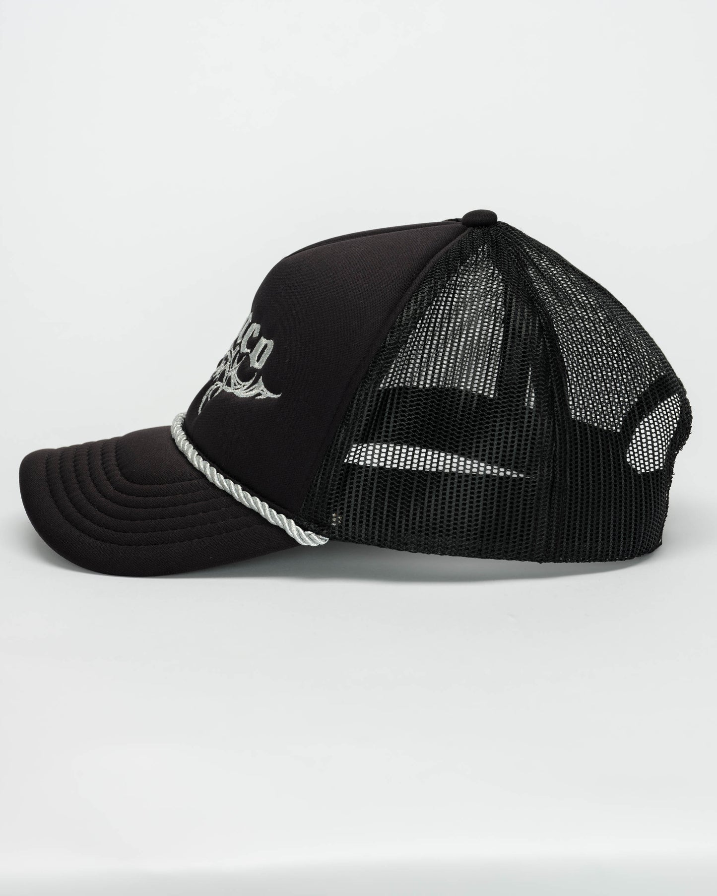 Tribal Trucker Hat. Black/ Silver.