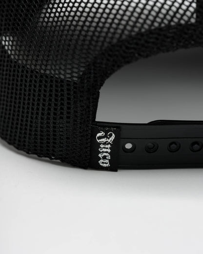 Tribal Trucker Hat. Black/ Silver.
