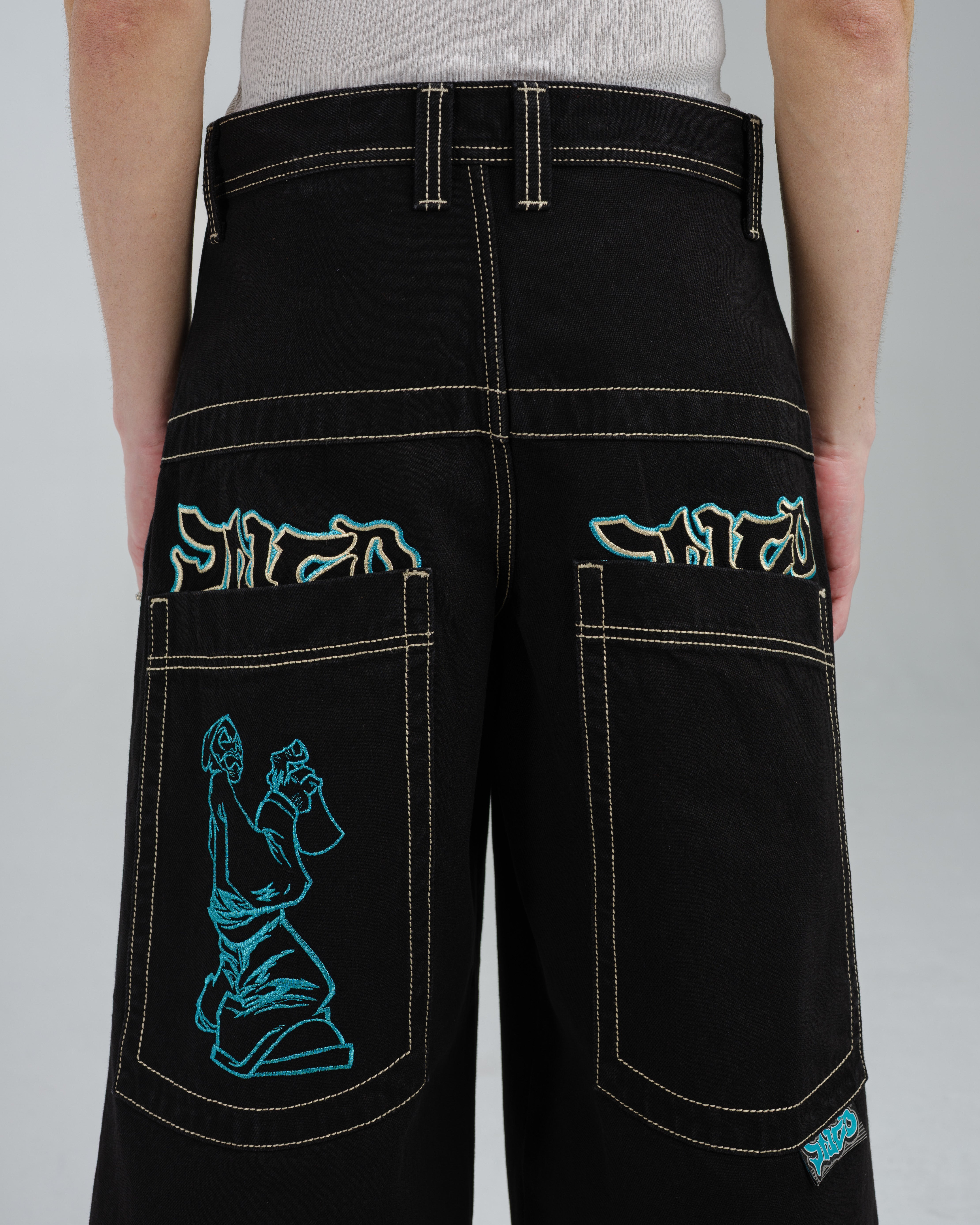 専用　jnco jeans black NWT JNCO Vintage 90s Y2K Baggy Black Denim Jeans SPELLOUT
