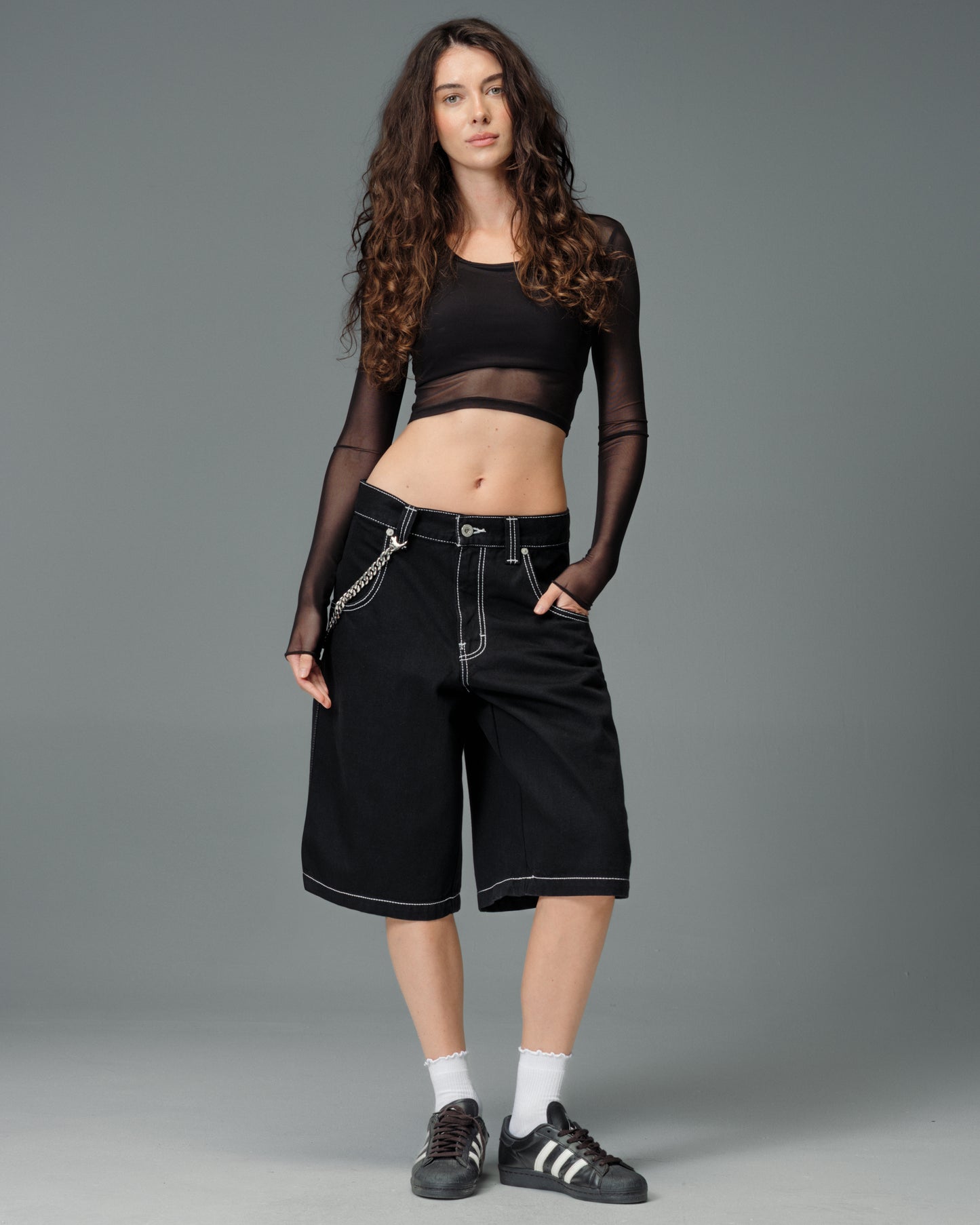 W179 Pipes Shorts. 14" Inseam. Jet Black.
