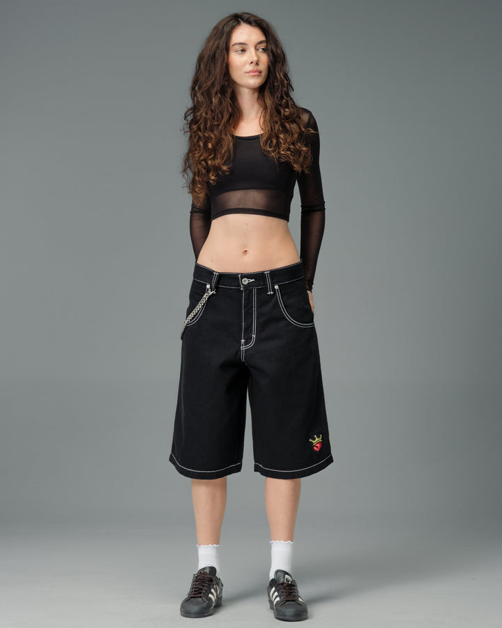 W179 Pipes Shorts. 14" Inseam. Jet Black.