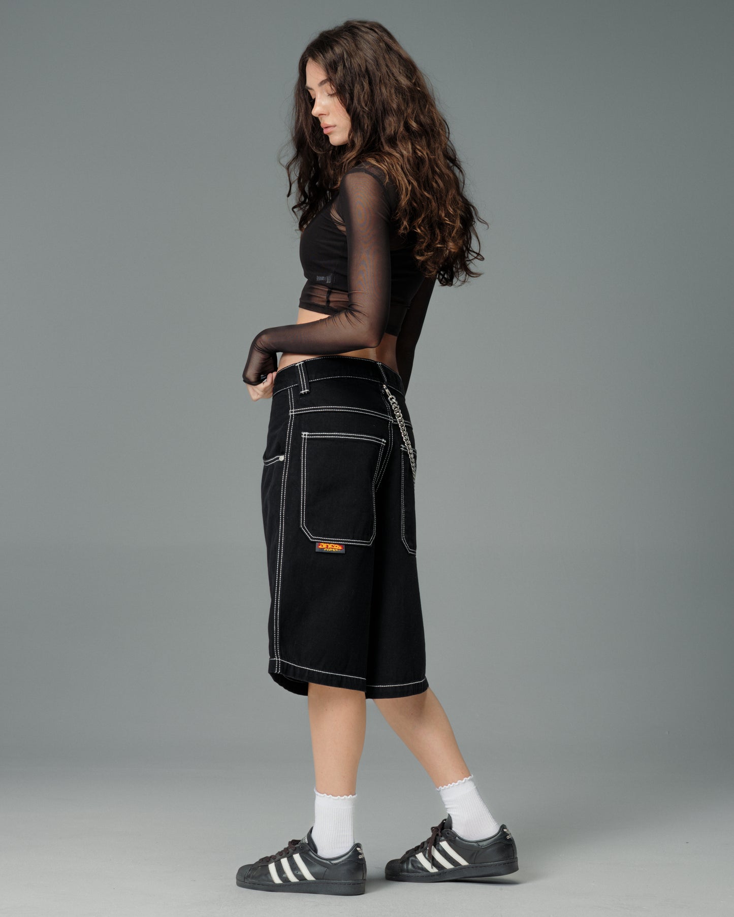 W179 Pipes Shorts. 14" Inseam. Jet Black.