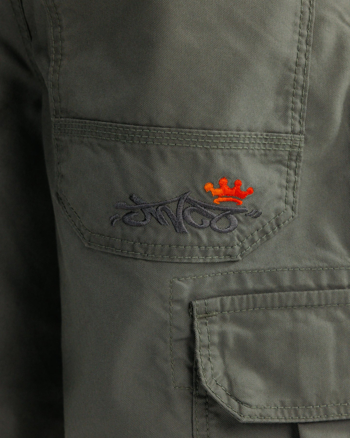 W Indicator Cargo Shorts. 14.5" Inseam. Olive.