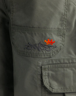 W Indicator Cargo Shorts. 14.5" Inseam. Olive.