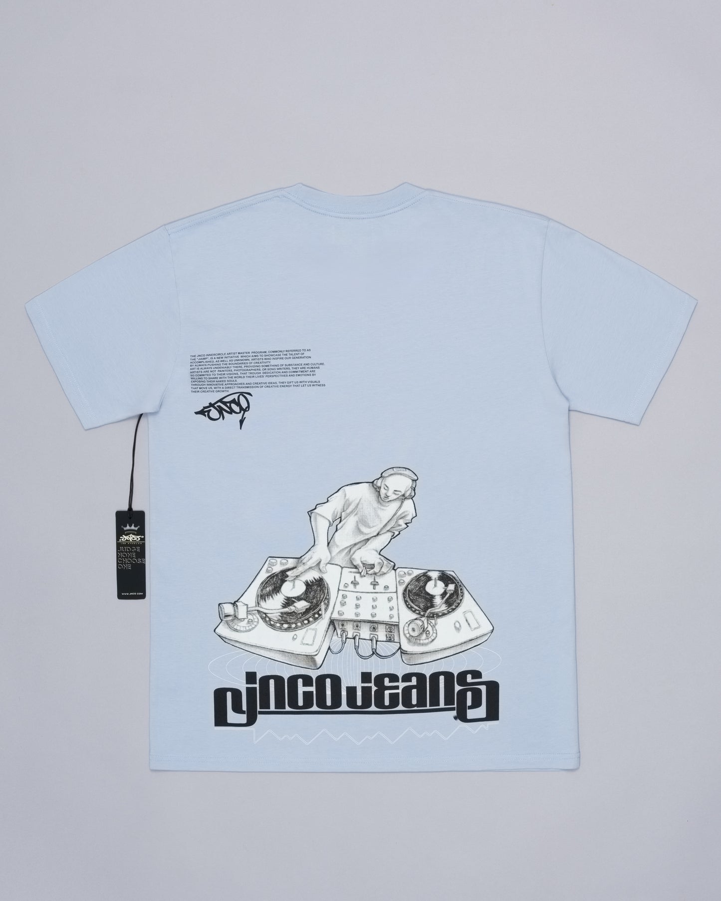 Turntable Tee. Powder Blue.