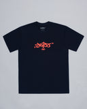 Reversed Crown Tee. Navy/ Tamarind.