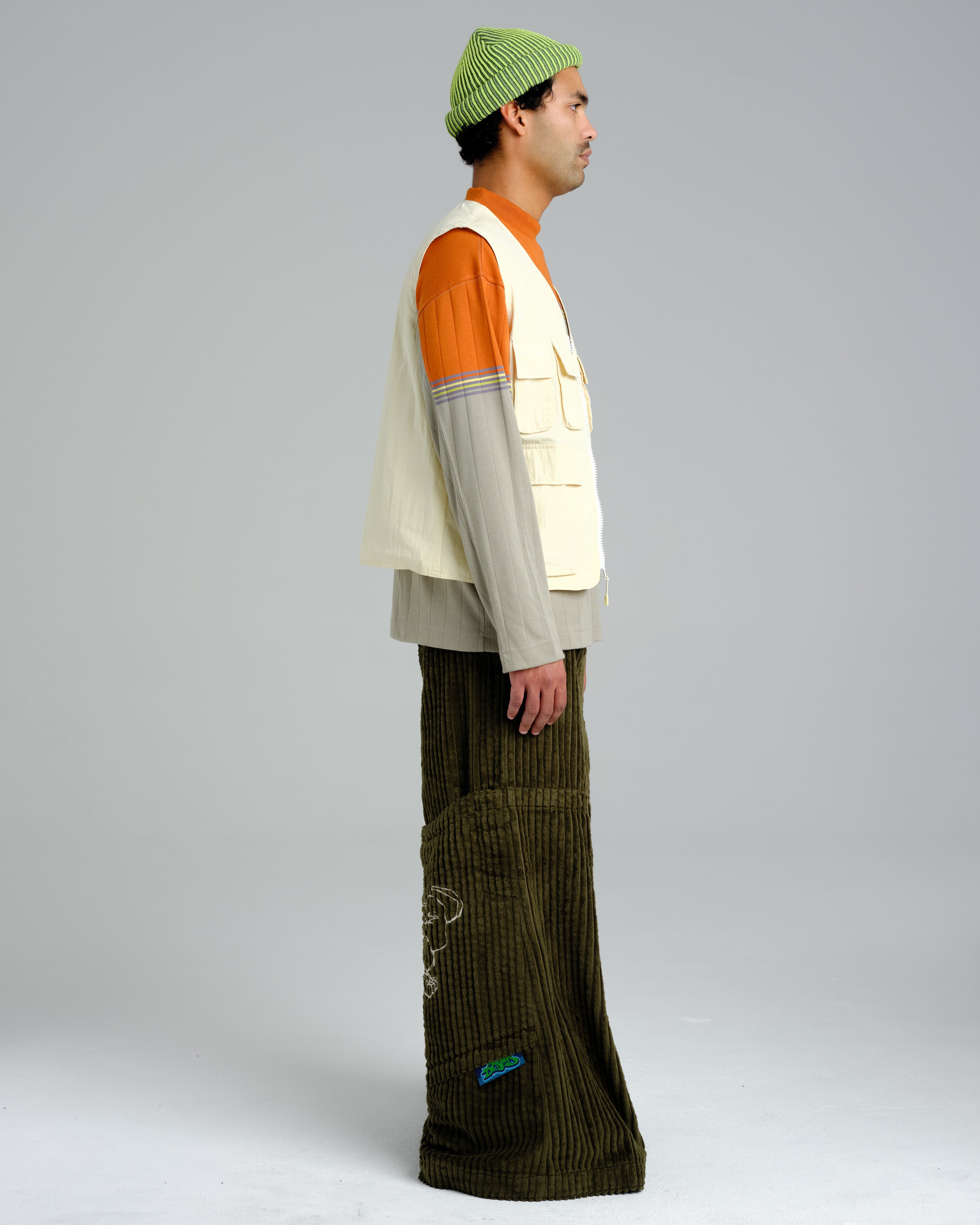 Hangin'. 34". 2 Wale Corduroy. Moss.