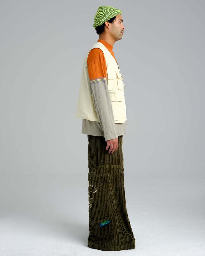 Hangin'. 34". 2 Wale Corduroy. Moss.