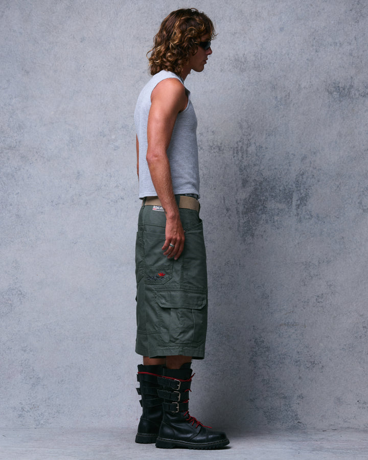 Indicator Cargo Shorts. 14.5” Inseam. Olive.