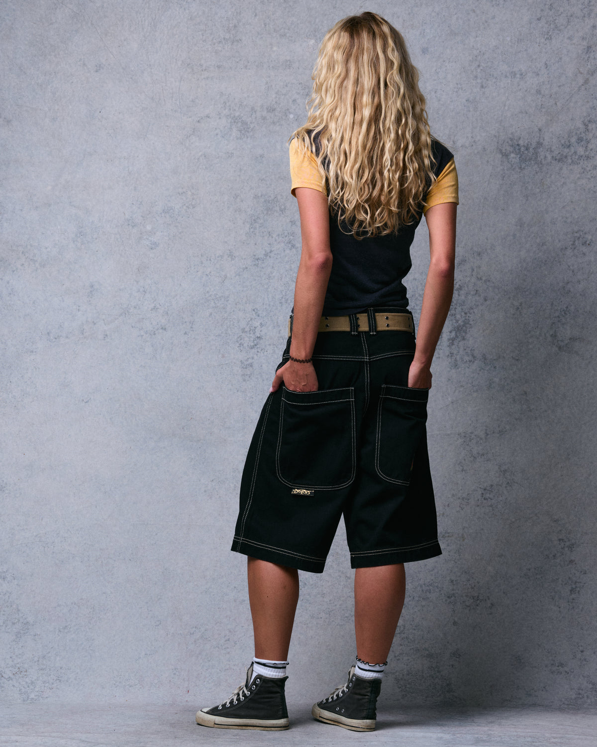 W101 Twin Cannon Shorts. 14". Black/Gold J.