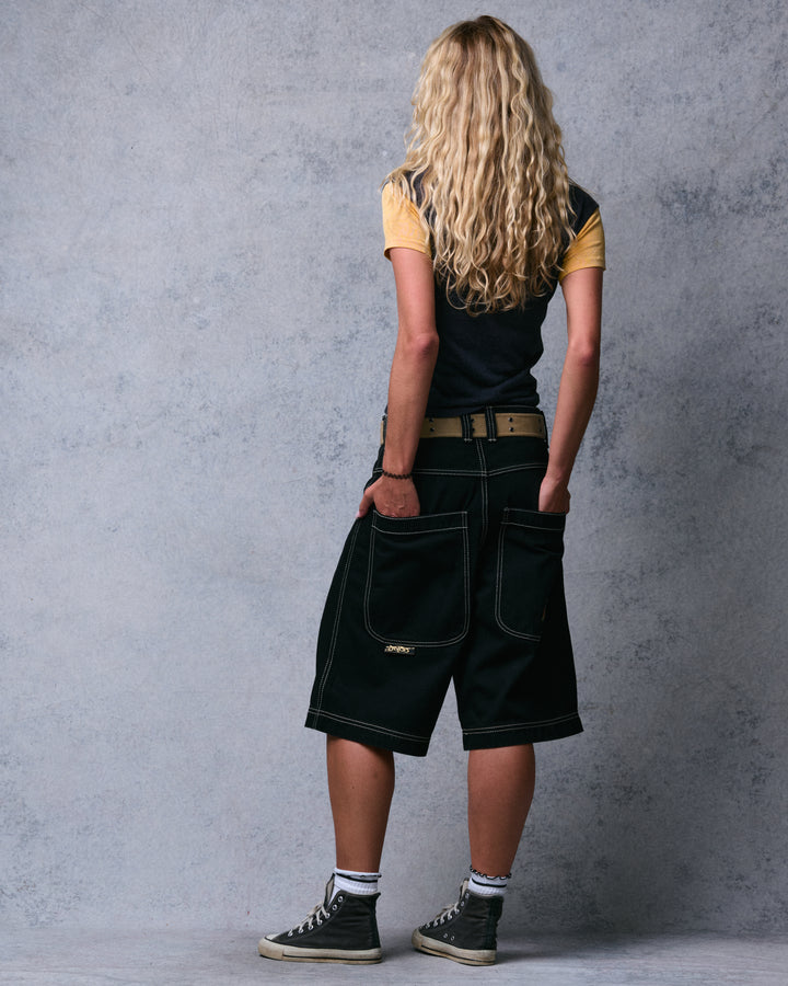 W101 Twin Cannon Shorts. 14". Black/Gold J.