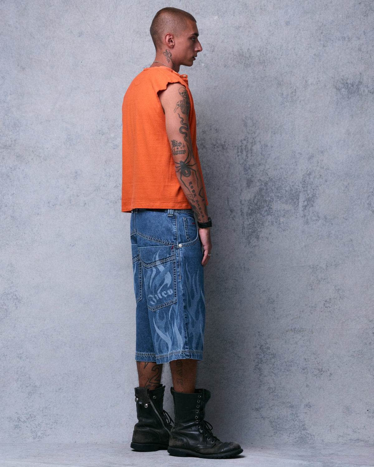 Rising Flames Shorts. 15" Inseam. Dark Stone.