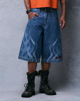 Rising Flames Shorts. 15" Inseam. Dark Stone.