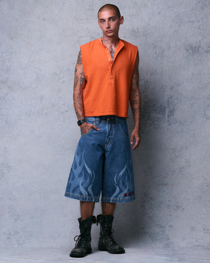 Rising Flames Shorts. 15" Inseam. Dark Stone.