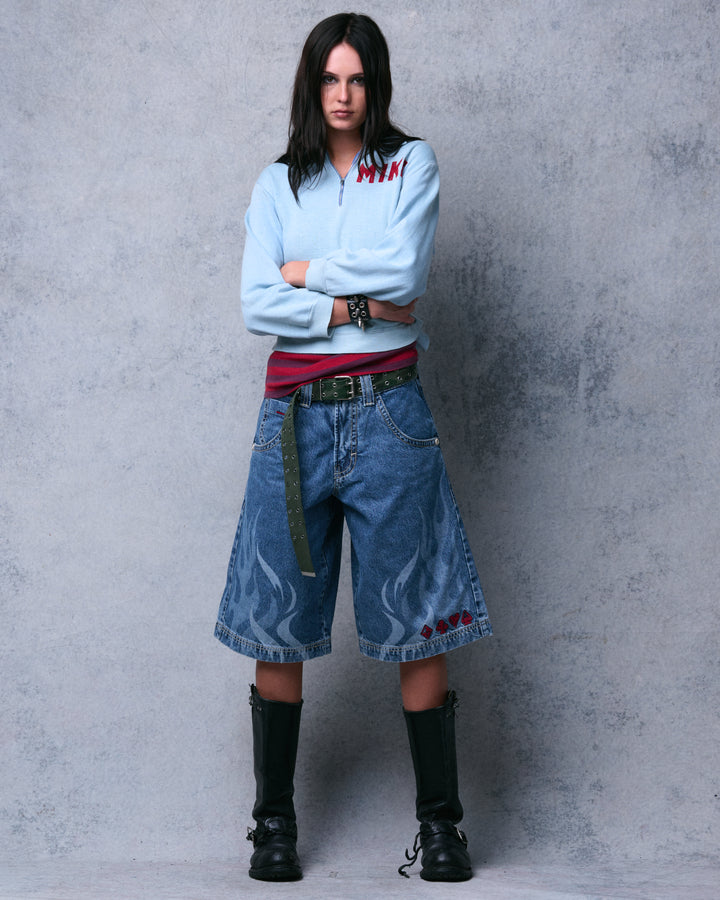 W Rising Flames Shorts. 15" Inseam. Dark Stone.
