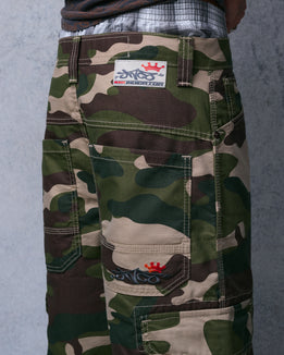 Indicator Cargo Shorts. 14.5” Inseam. Swamp Camo.