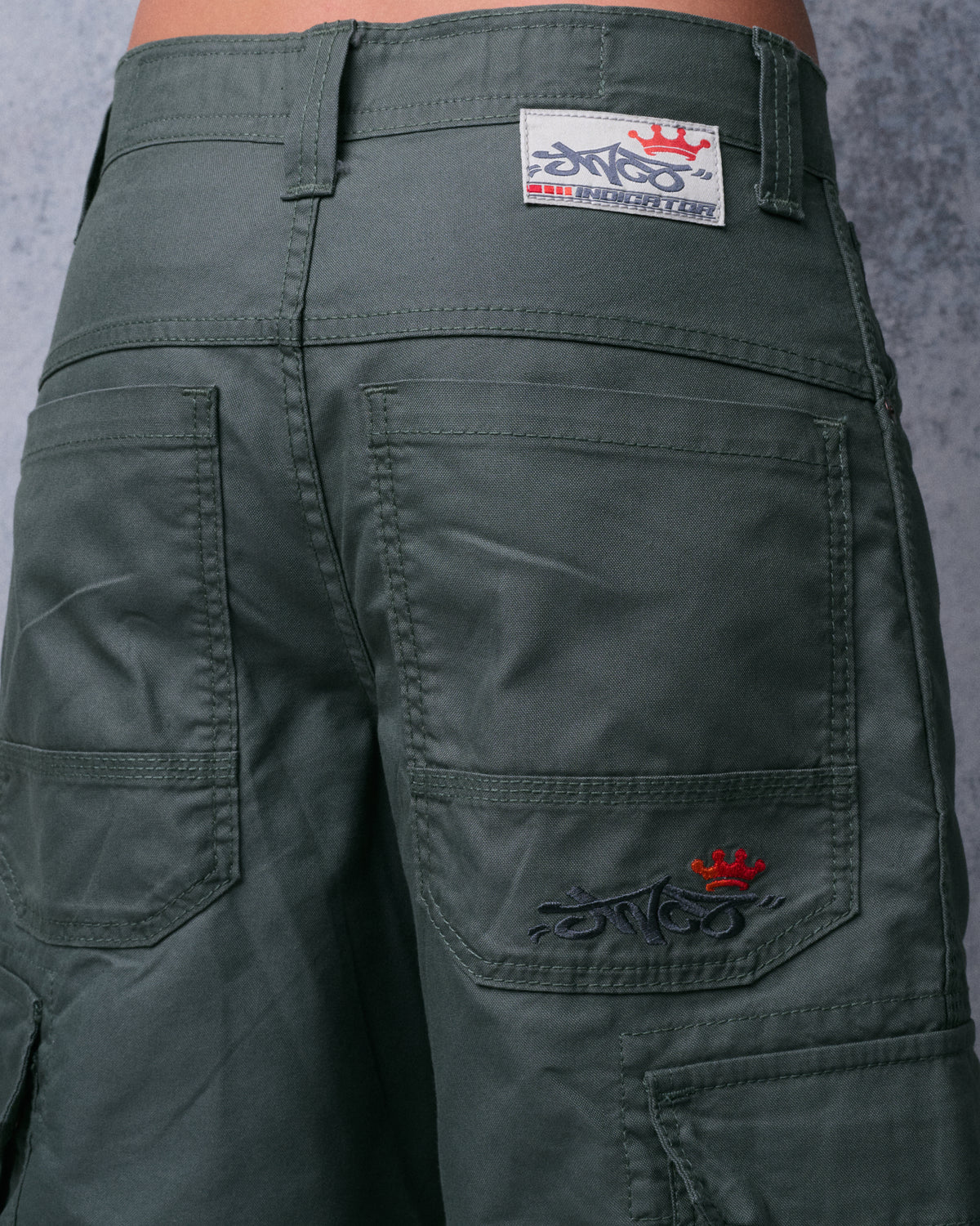 W Indicator Cargo Shorts. 14.5" Inseam. Olive.
