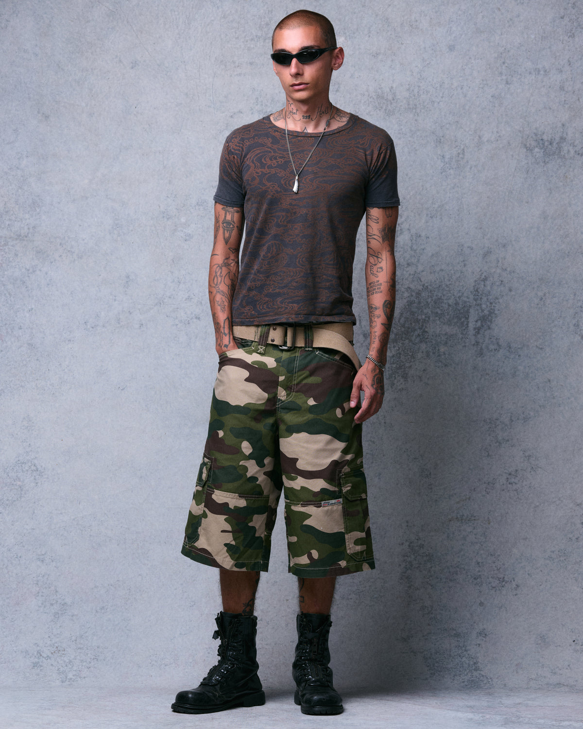 Indicator Cargo Shorts. 14.5” Inseam. Swamp Camo.