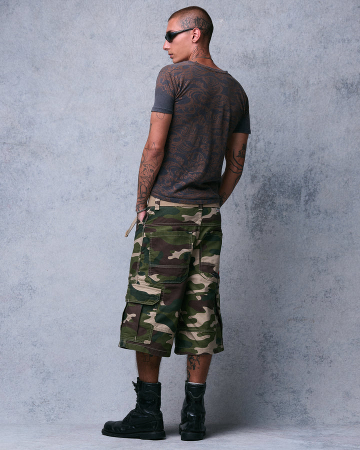 Indicator Cargo Shorts. 14.5” Inseam. Swamp Camo.