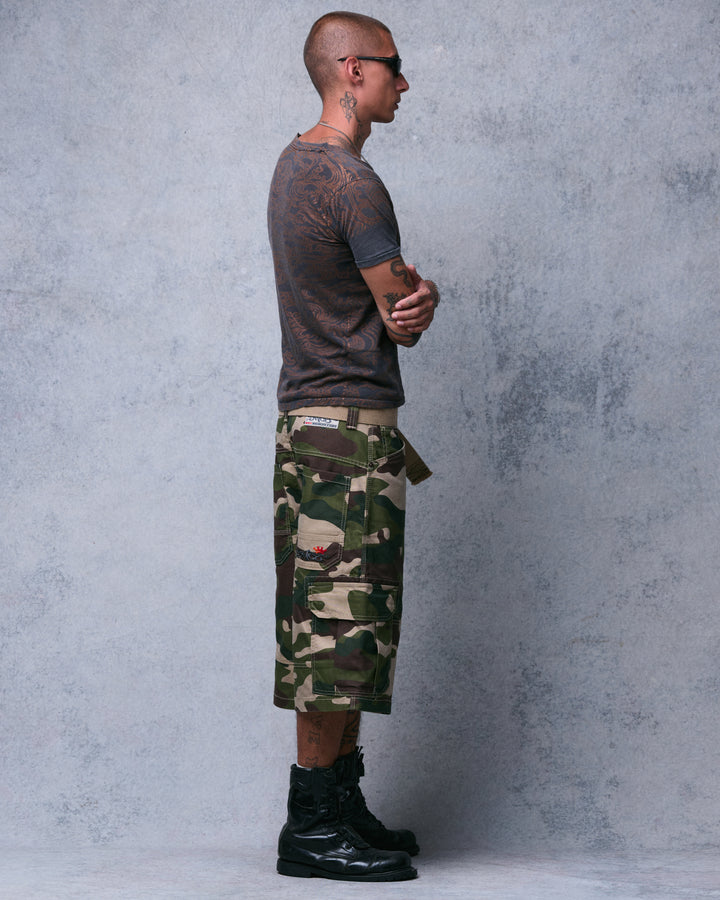 Indicator Cargo Shorts. 14.5” Inseam. Swamp Camo.