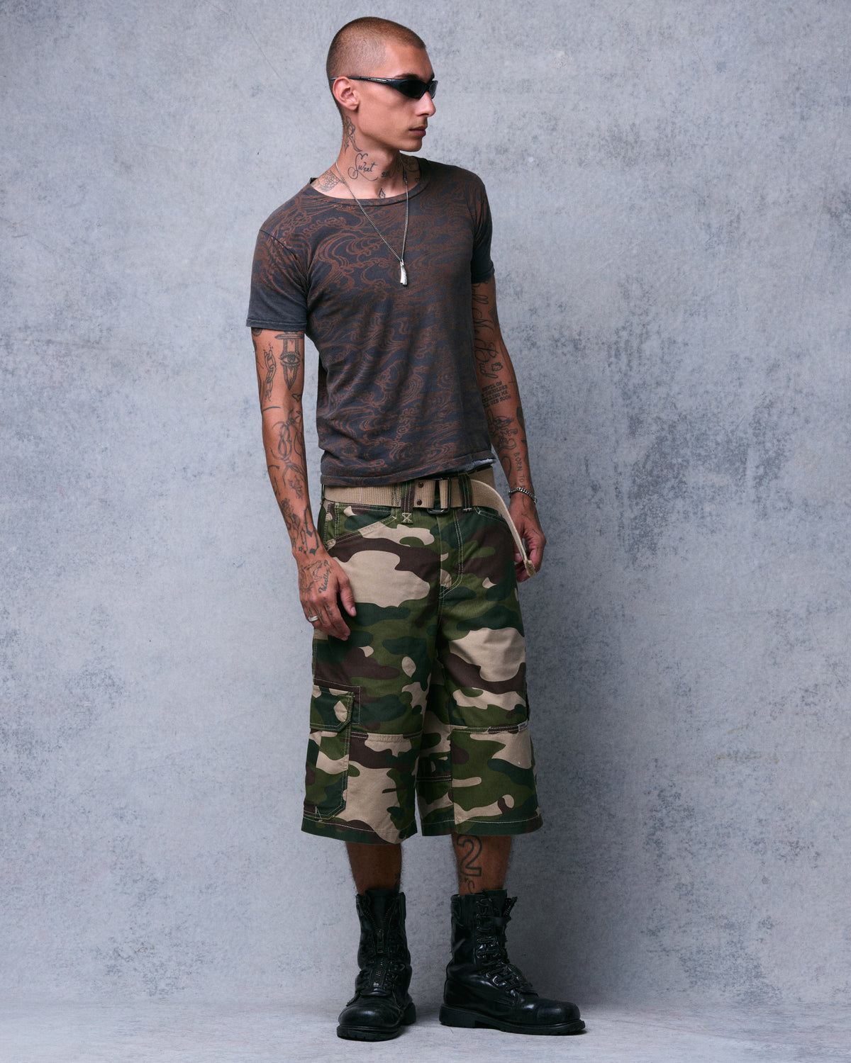 Indicator Cargo Shorts. 14.5” Inseam. Swamp Camo.
