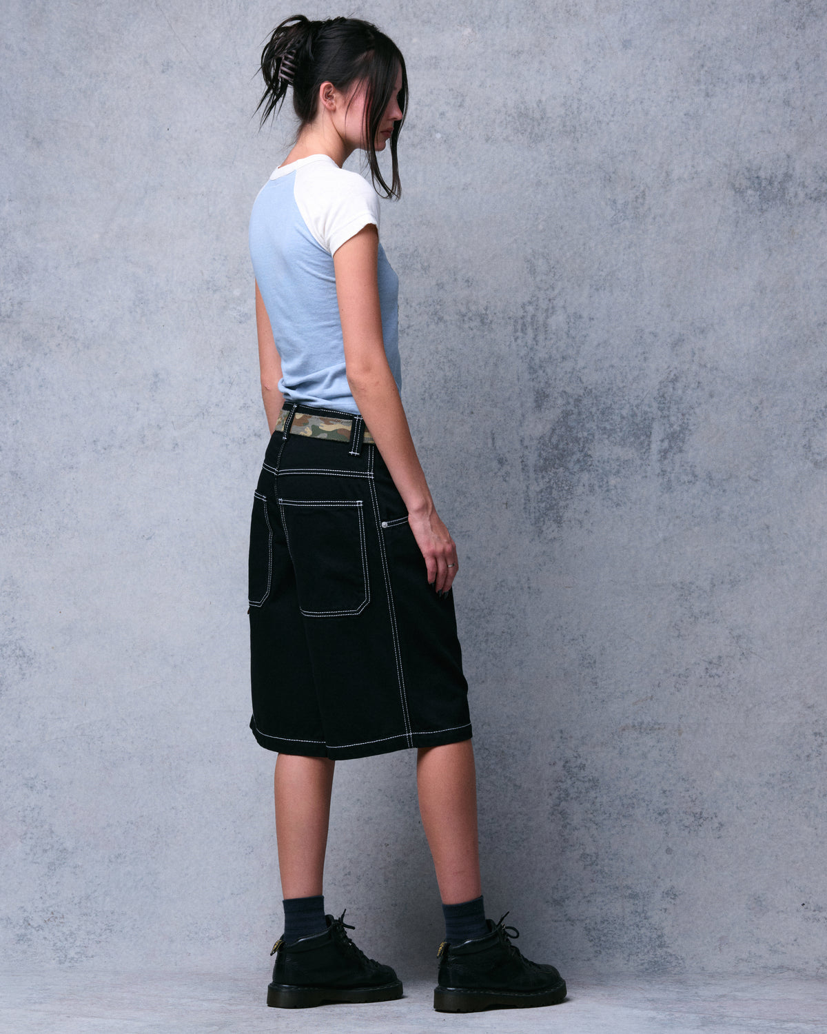 W179 Pipes Shorts. 14" Inseam. Jet Black.