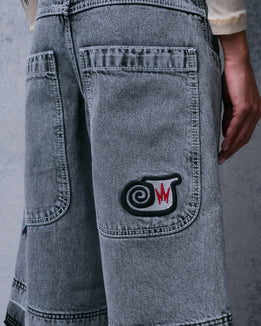 W101 Twin Cannon Shorts. 16" Inseam. Black Vintage.