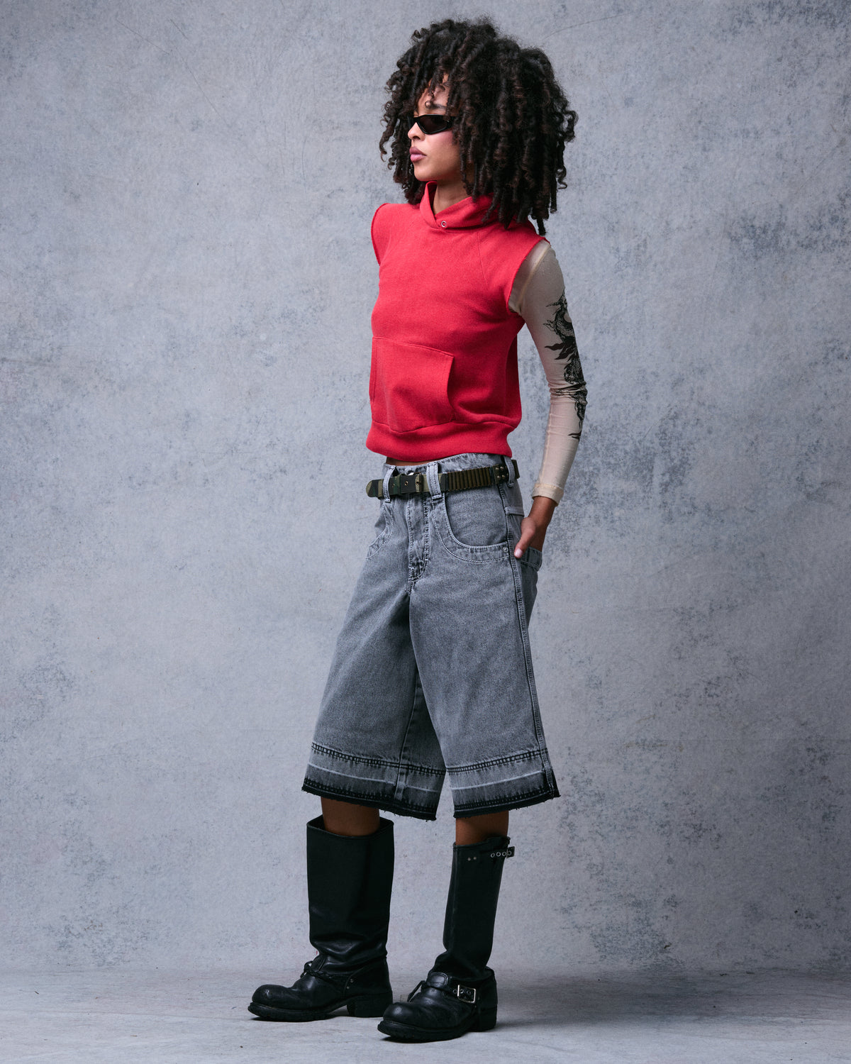 W101 Twin Cannon Shorts. 16" Inseam. Black Vintage.
