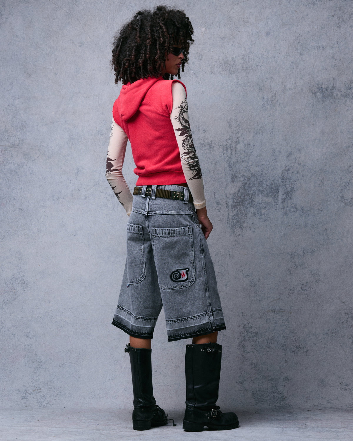 W101 Twin Cannon Shorts. 16" Inseam. Black Vintage.