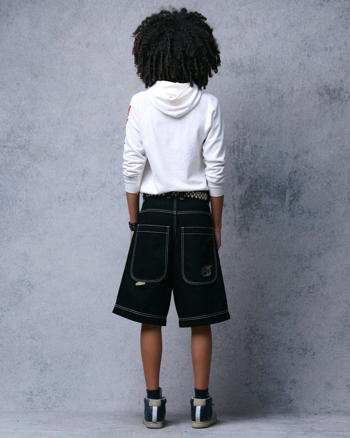 W101 Twin Cannon Shorts. 14". Black/Silver J.