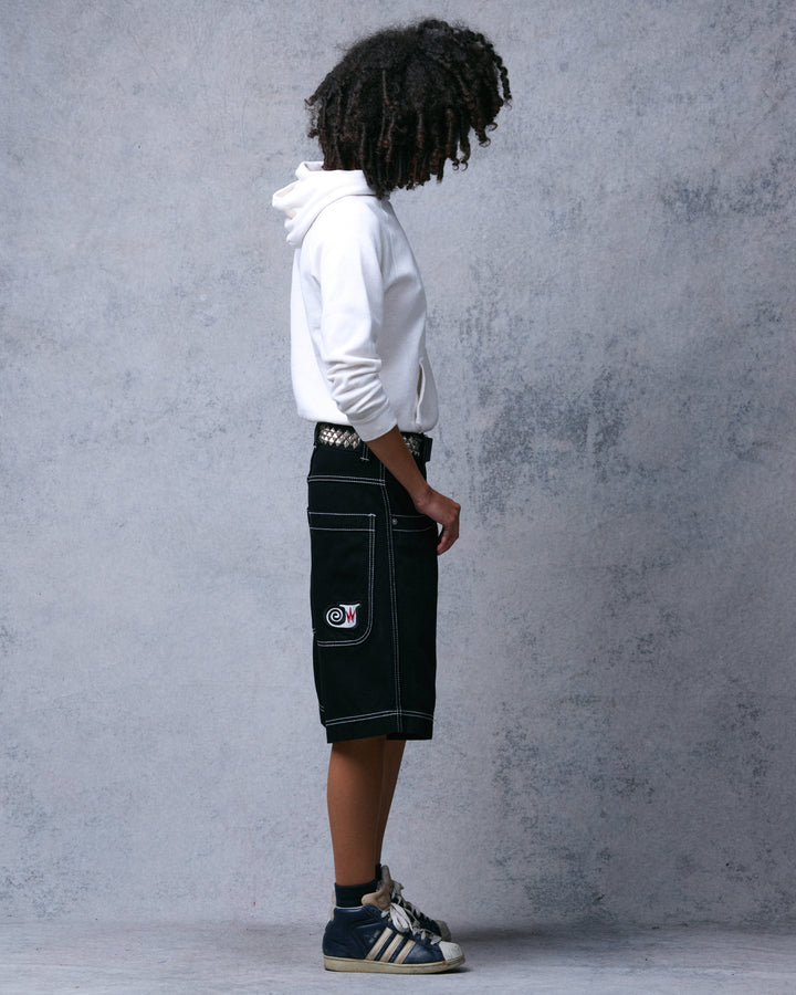 W101 Twin Cannon Shorts. 14". Black/Silver J.