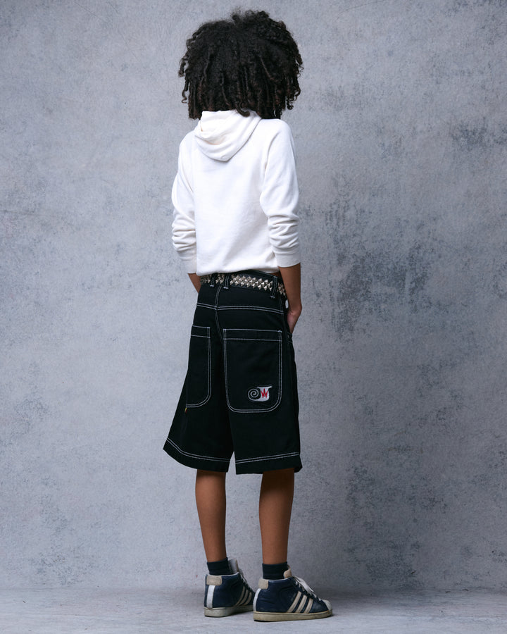 W101 Twin Cannon Shorts. 14". Black/Silver J.