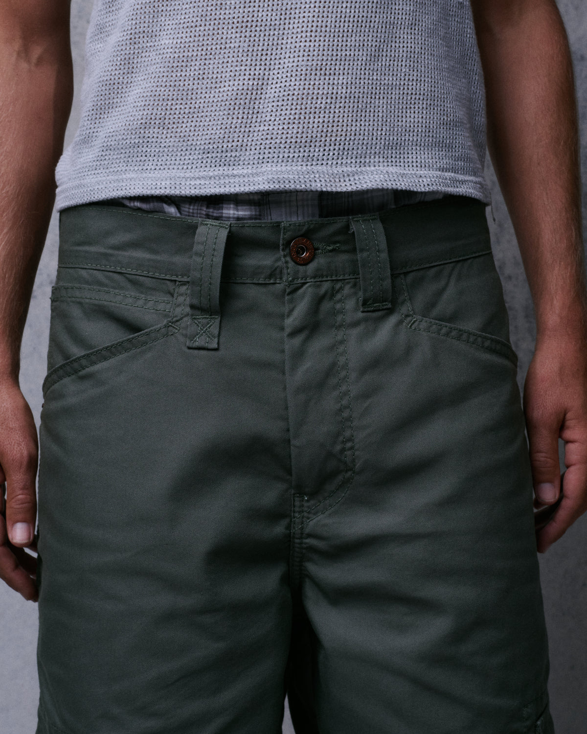 Indicator Cargo Shorts. 14.5” Inseam. Olive.