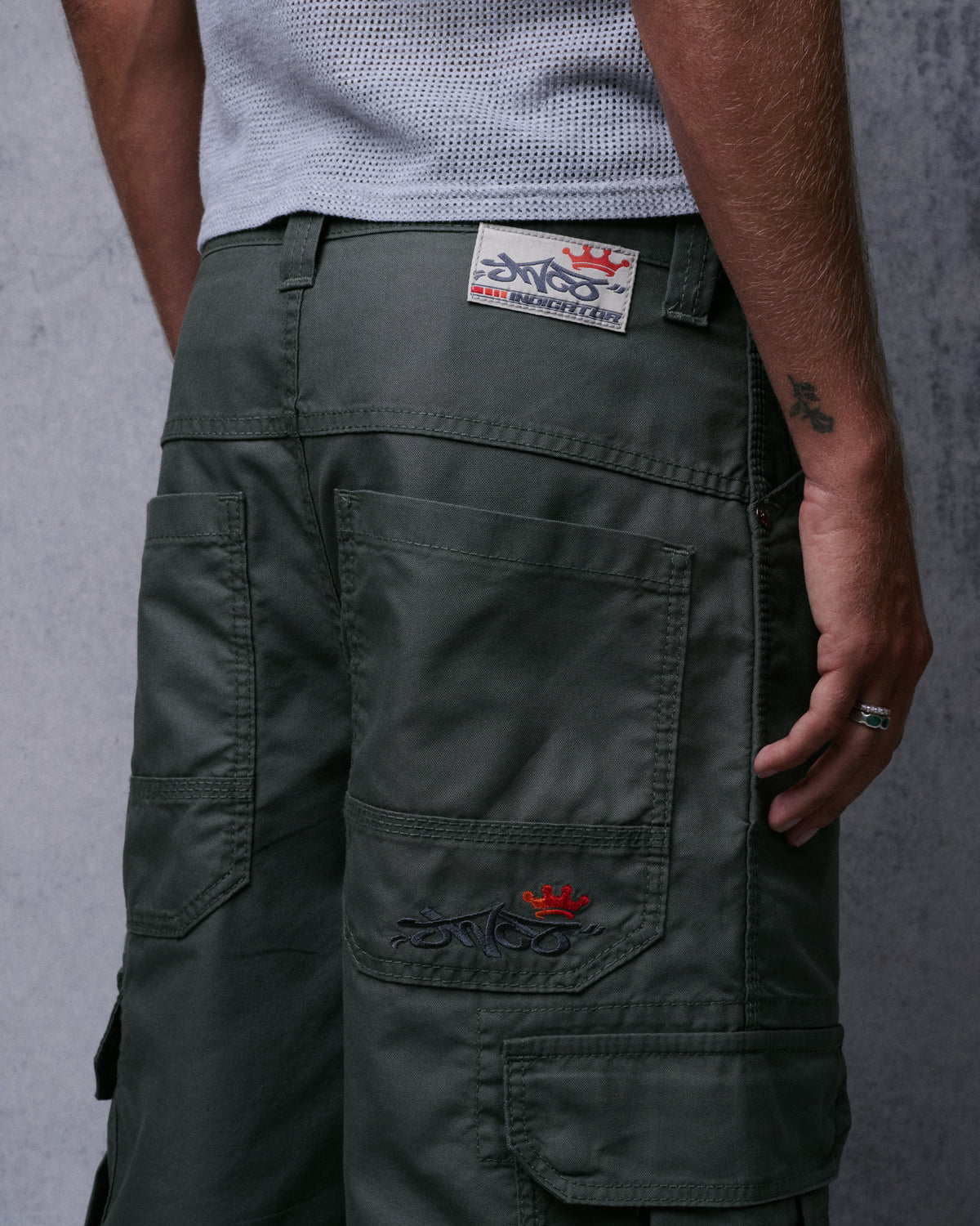 Indicator Cargo Shorts. 14.5” Inseam. Olive.