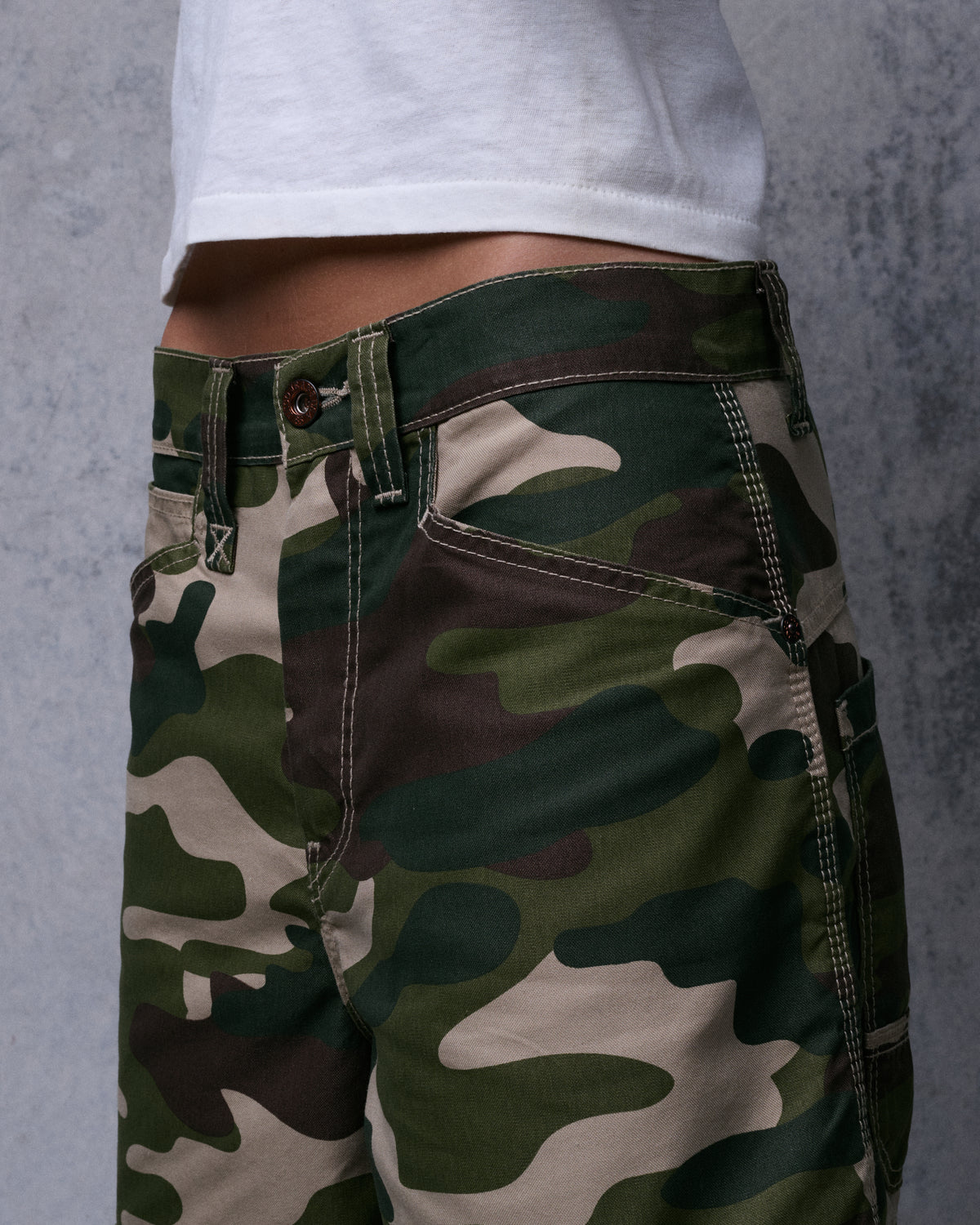 W Indicator Cargo Shorts. 14.5" Inseam. Swamp Camo.