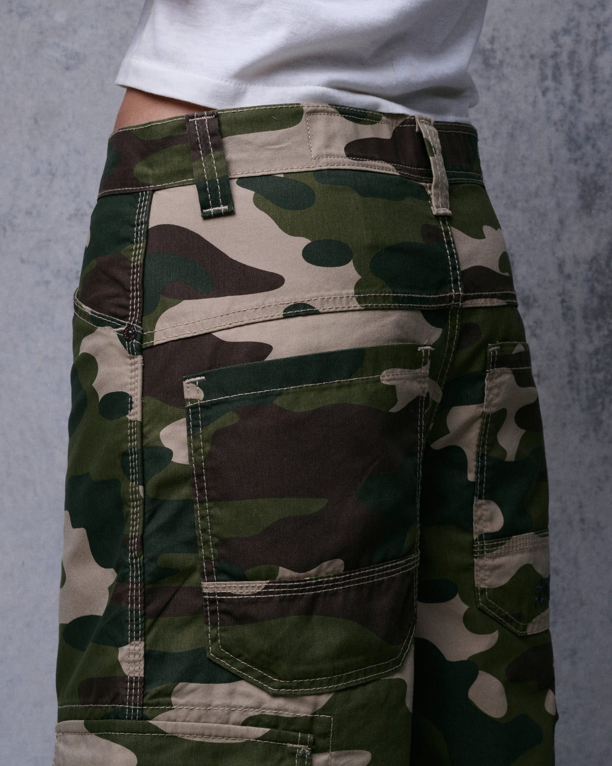 W Indicator Cargo Shorts. 14.5" Inseam. Swamp Camo.