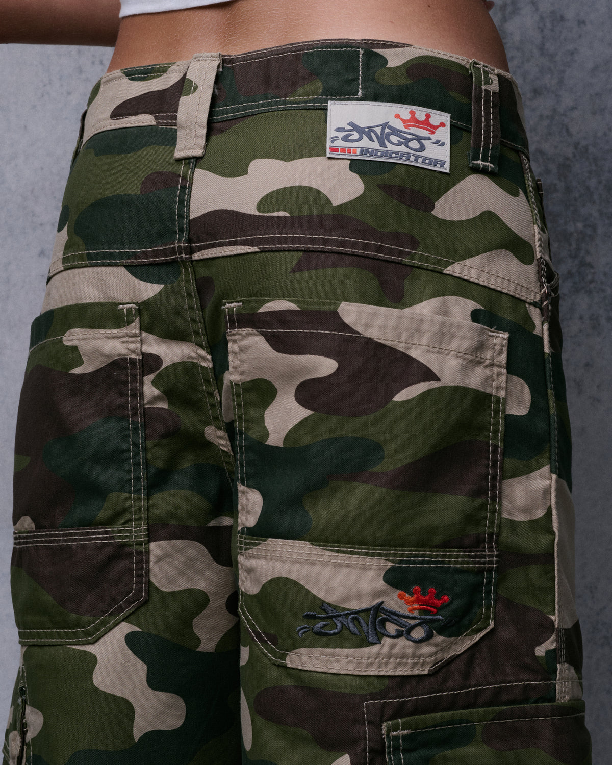 W Indicator Cargo Shorts. 14.5" Inseam. Swamp Camo.